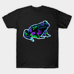 Blue Neon Frog With White Outline T-Shirt